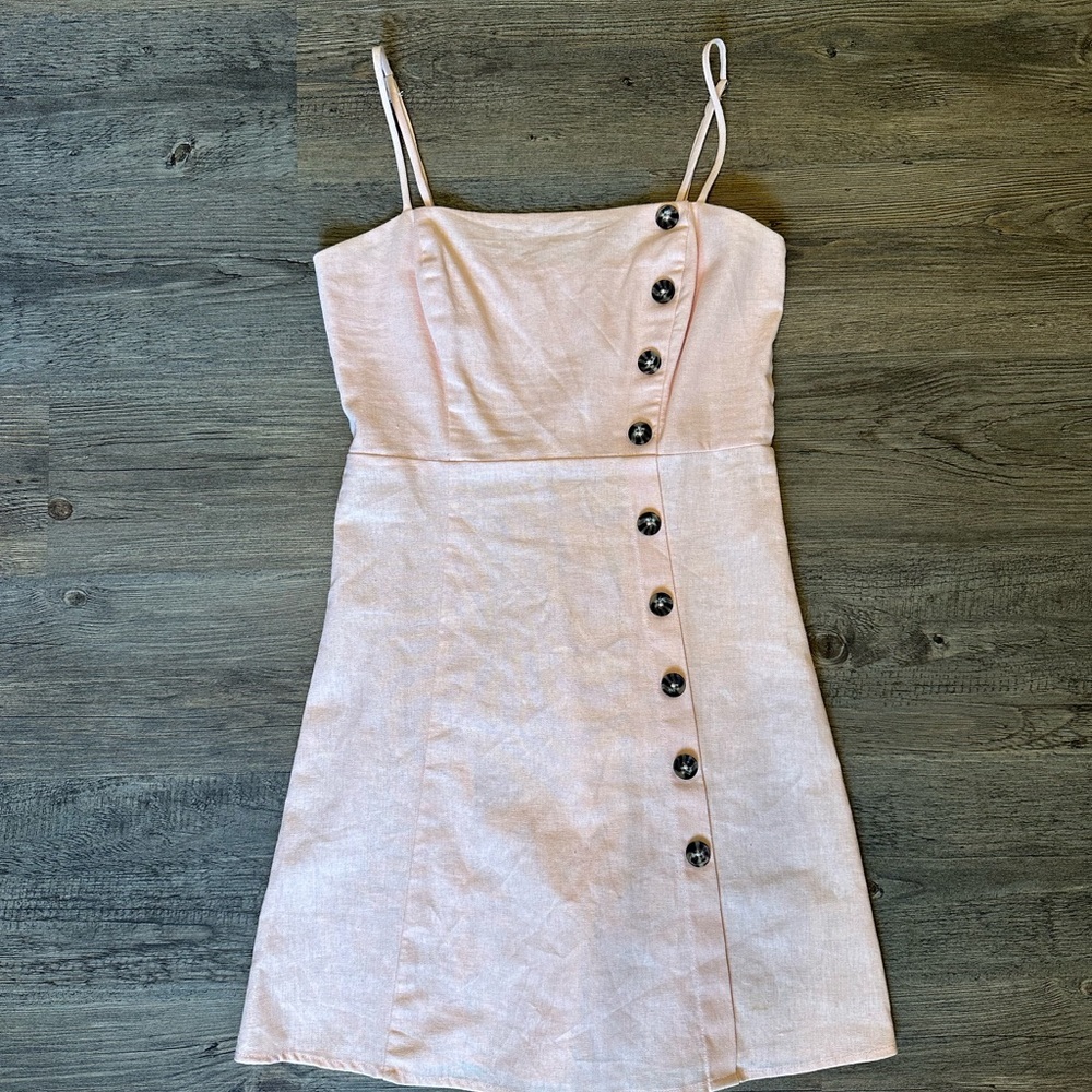 Copper Key (XS) Light Pink Button-Accent Mini Dress - Picture 4 of 8